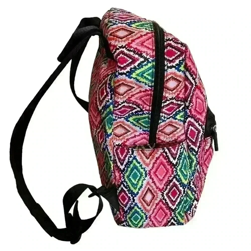 GO! SAC Backpack Colorful Geometric Side Pockets Black Straps